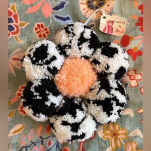 ✨ Handmade Giant 3D Cow-Print Pom-Pom Flower Wall Hanging – 9”
